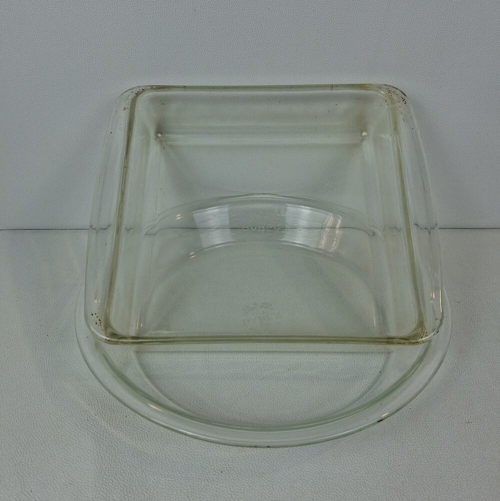 Vtg Pyrex Clear Glass Baking Lot 222 Square 8x8 Brownie Pan 210 Round 10in...